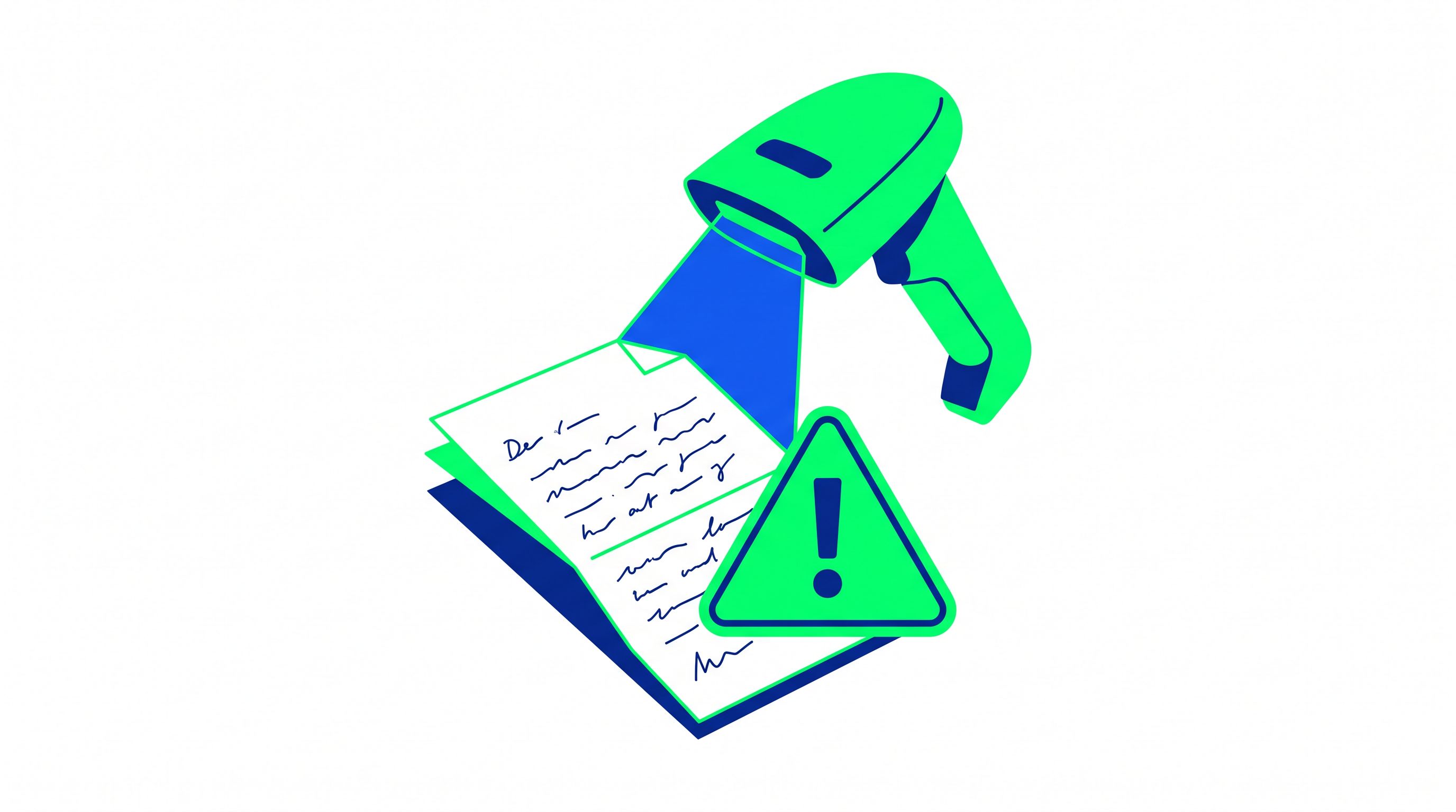 An AI detector mistakenly flagging genuine human writing with a warning symbol